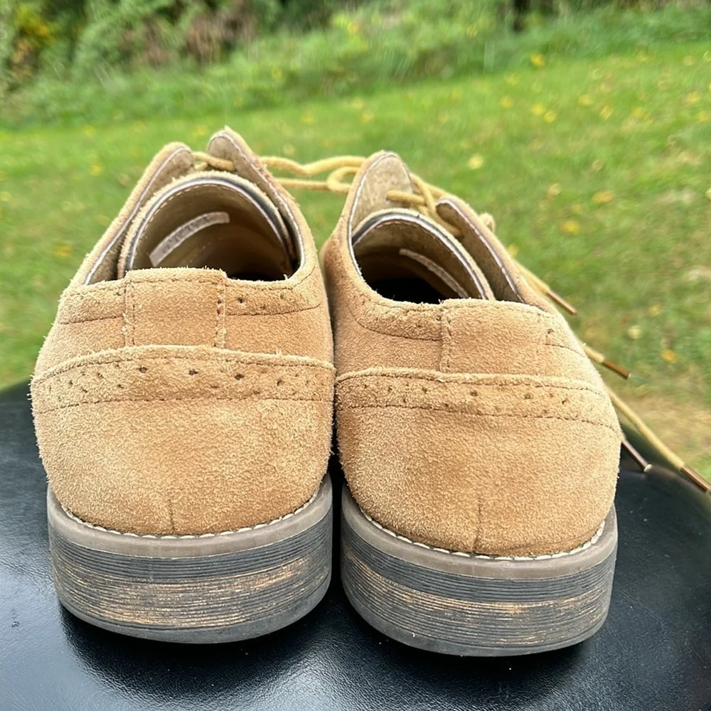 Bruno Marc Men's Lace-Up Wingtip Suede Oxford Shoes Urban-03. Size 9.5 Tan
